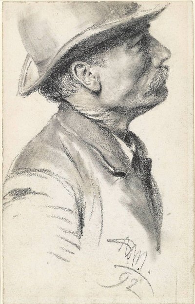 Uomo con baffi e cappello da Adolph Menzel